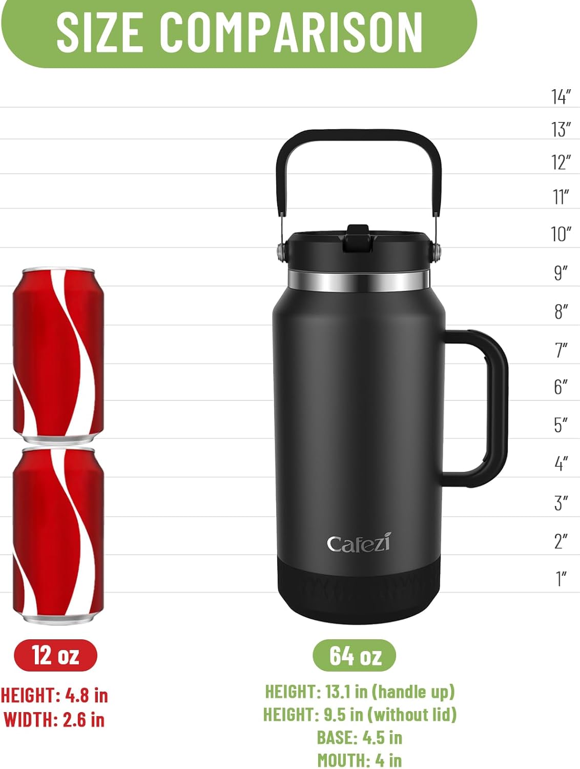 40 oz Insulated Tumbler with Top Handle and Flip Straw, Vacuum Insulated Stainless Steel Cup with Leak-Proof Lid, Sweat-Free, Fits Cup Holder, Keeps Ice Cold up to 30 Hours