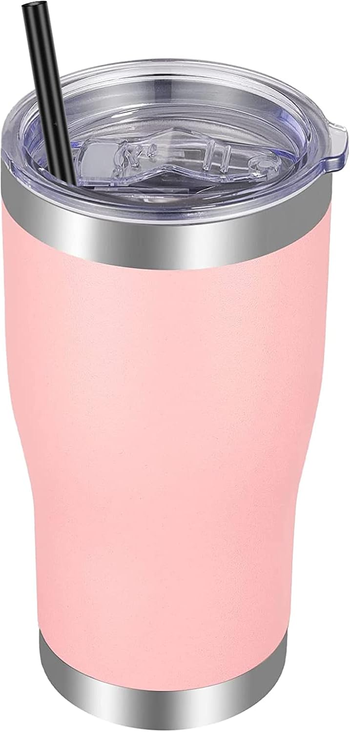 VEGOND 20oz Tumbler Stainless Steel Tumbler Cup with Lid And Straw Vacuum Insulated Double Wall Travel Coffee Mug(Orange 1 Pack)