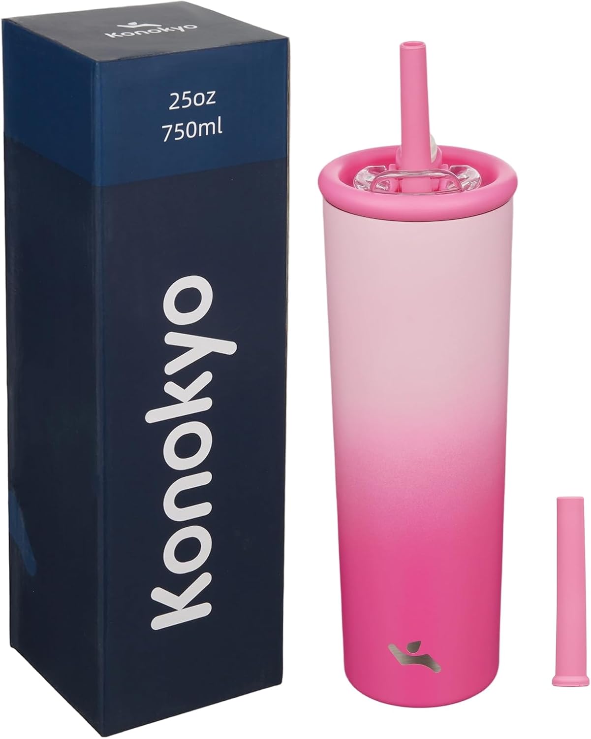 Konokyo 25oz Insulated Tumbler with Lid and Straw, Reusable Iced Coffee Cup with Lid, Travel Coffee Mug, BPA-Free, Leak-Proof and Durable, Oasis