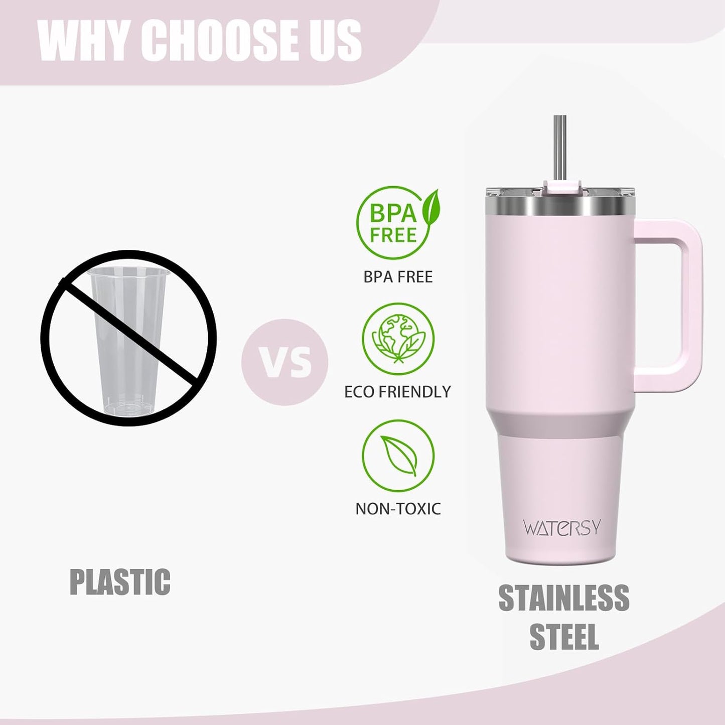 40 oz Tumbler with Handle,Tumbler with Lid and Straw,Double Wall Insulated Cup Stainless Steel Travel Mug(Cold for 34 Hours),Water Bottle for Iced Tea,Coffee,Cold Beverages(Purple)