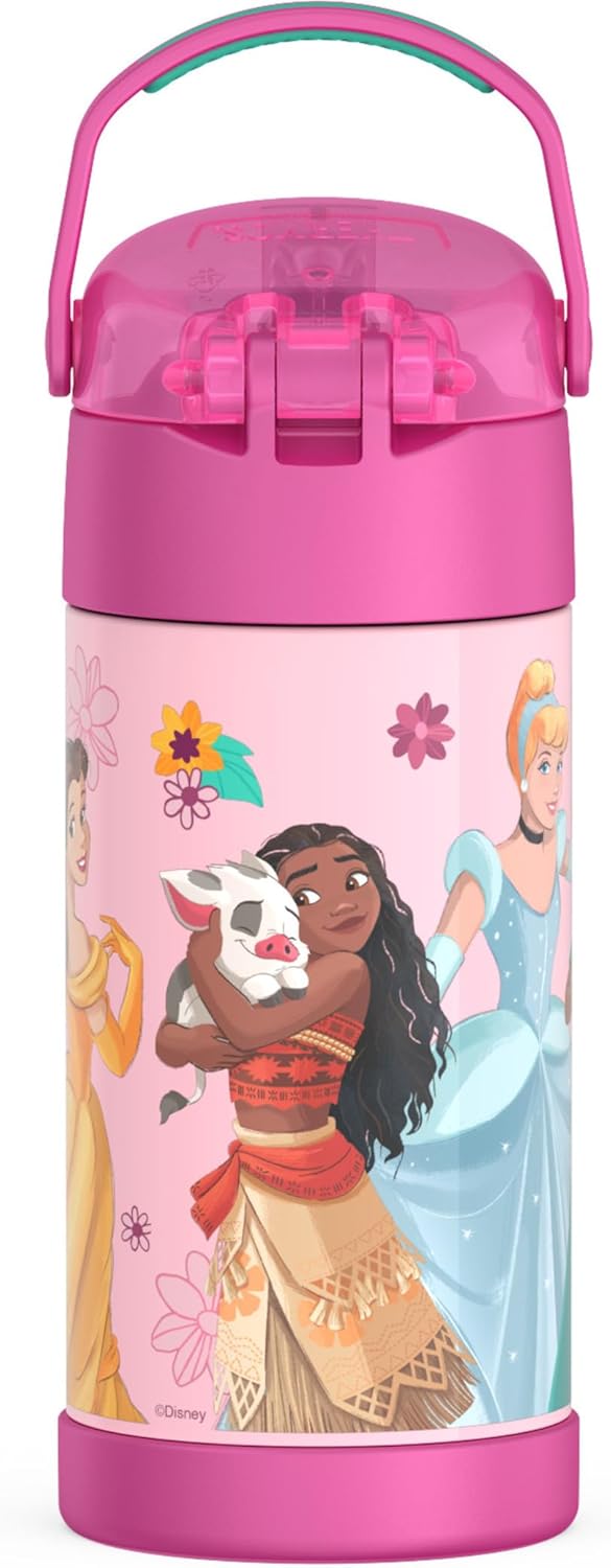 THERMOS FUNTAINER Water Bottle with Straw - 12 Ounce - Kids Stainless Steel Vacuum Insulated Water Bottle with Lid, Bluey - Colors B