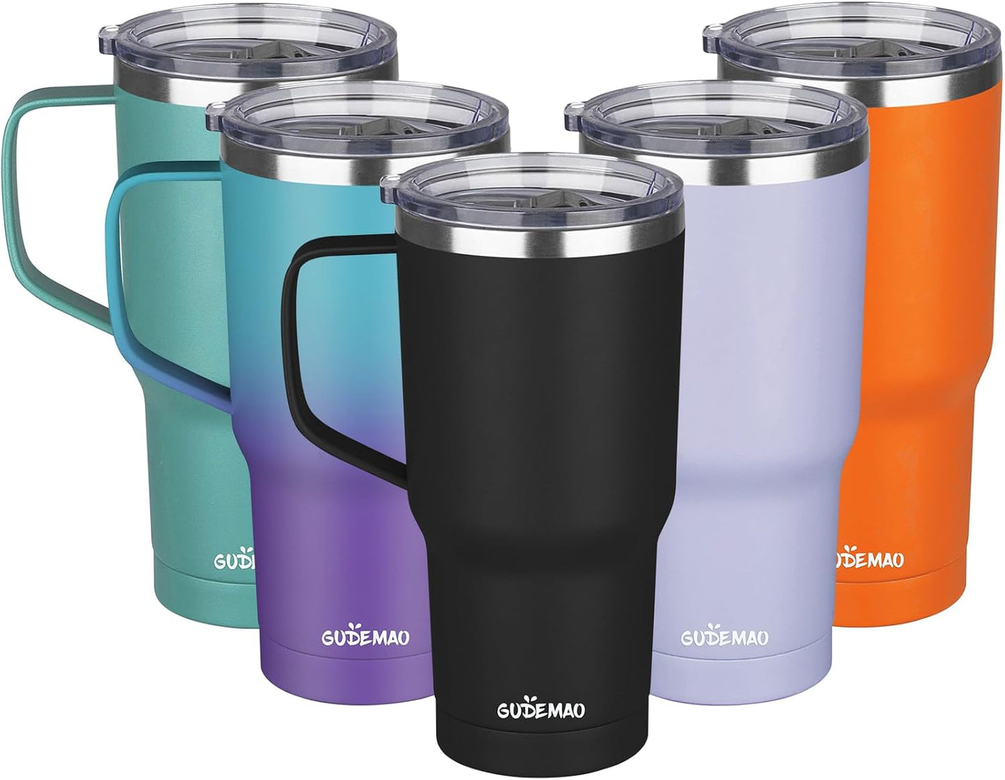 20 oz Insulated Coffee Mug with Ceramic Coating, Stainless Steel Travel Mug Tumbler with Handle Lid and Straw, Double Wall Leak-Proof Coffee Travel Mug Keeps Drink Hot and Cold (Black)