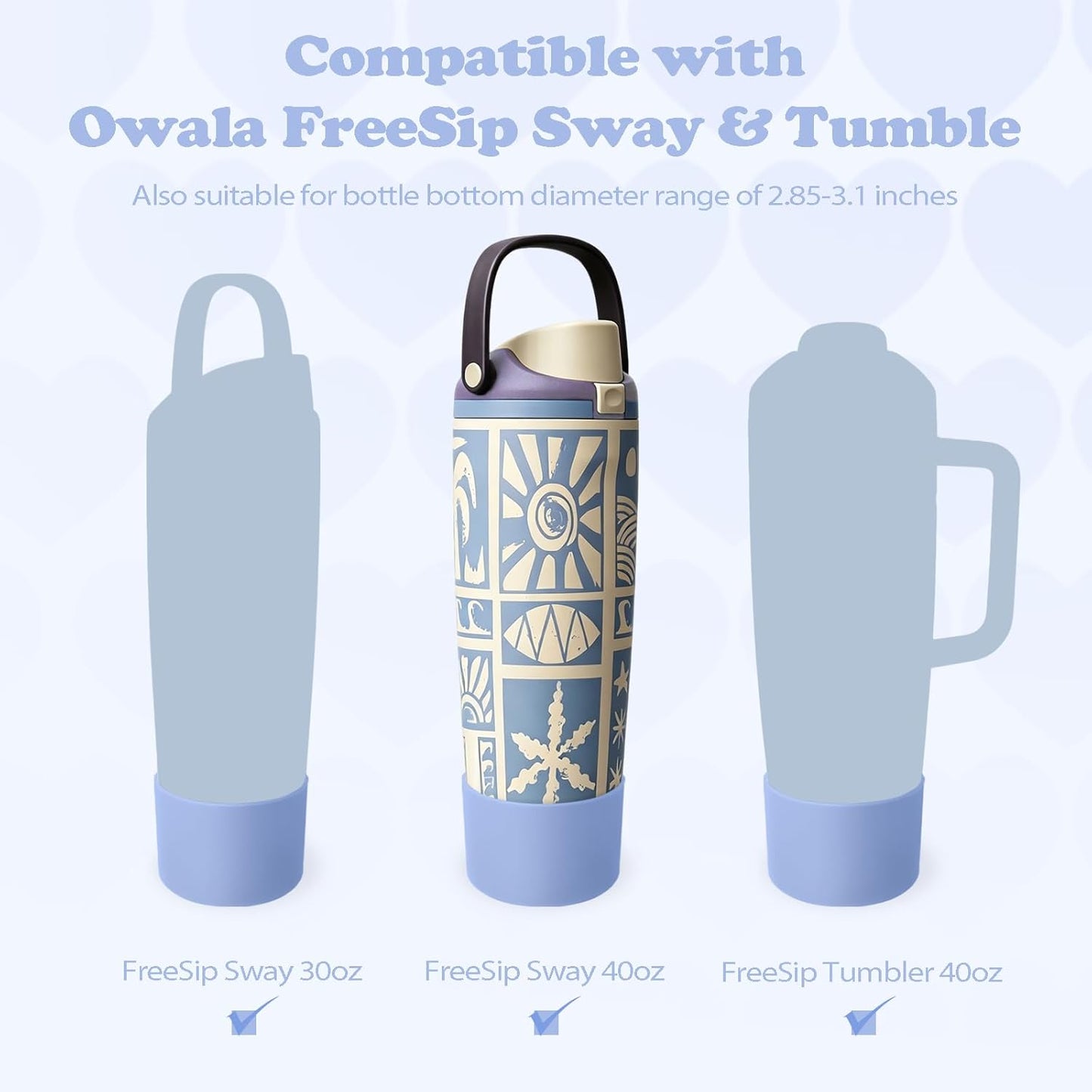 2PCS Silicone Boots for Owala 30oz & 40oz FreeSip Sway Bottles & Tumblers – Non-Slip, Scratch-Resistant, Stability Enhancer for Owala Accessories (Eucalyptus Green) - Colors B