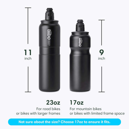 tiibo Vacuum Insulated Stainless Steel Bike Water Bottle, Double Wall, No-Squeeze, Fast Flow Sport Nozzle, Designed for Cycling, Biking, Fitness & Sports, Fits Most Bike Cages (Brushed, 23OZ)