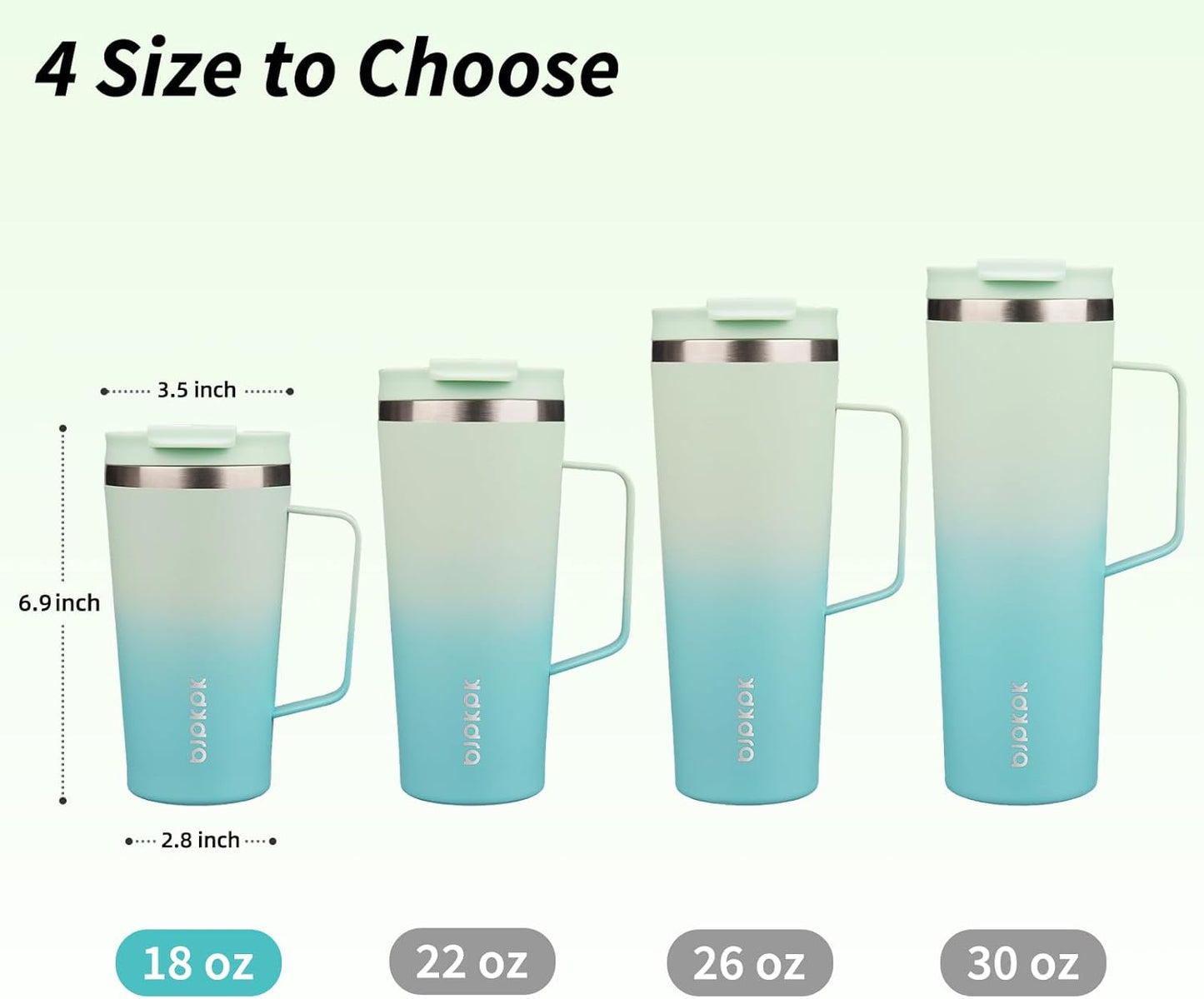 BJPKPK Insulated Tumbler with Handle, 18oz Insulated Tumblers with Lid and Straw, Stainless Steel Metal Water Bottles, Coffee Travel Mugs, Cups, Marshmallow