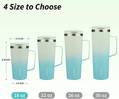 BJPKPK Insulated Tumbler with Handle, 18oz Insulated Tumblers with Lid and Straw, Stainless Steel Metal Water Bottles, Coffee Travel Mugs, Cups, Marshmallow