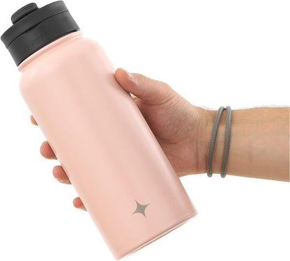 JoyJolt Triple Insulated Water Bottle with Straw Lid AND Flip Lid! 22oz Water Bottle, 12 Hour Hot/Cold Vacuum Insulated Stainless Steel Water Bottle. BPA-Free Leakproof Water Bottles - Thermos Bottle