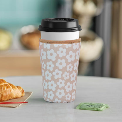 Reusable Insulated Neoprene Iced Coffee Cup Sleeve, Durable Drink Sleeve for Cold Beverages, Beverage Holder for Iced Coffee, Floral Checkers