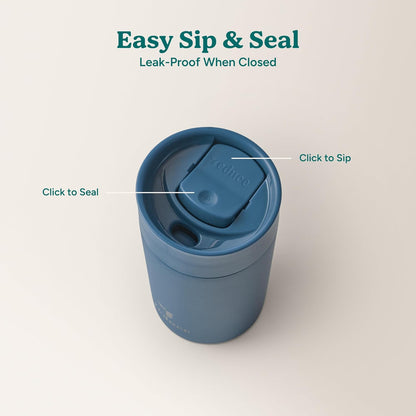 REDUCE Perk 10oz Insulated Coffee Tumbler – Leak-Proof with Lockable Lid and Vacuum Insulation–Durable Stainless Steel–Fits Car Cup Holders–One-Handed Travel Mug in Sand Leopard Print-Gentle Lavender