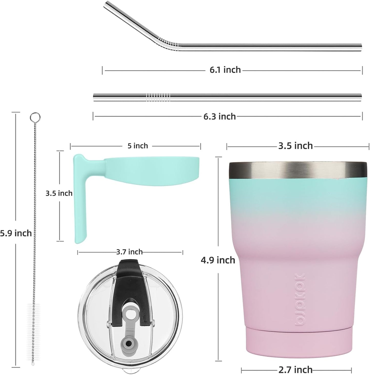 BJPKPK Tumbler With Handle And Straw Lid 40 oz Stainless Steel Insulated Coffee Tumbler Cups For Home, Office or Car,Turquoise
