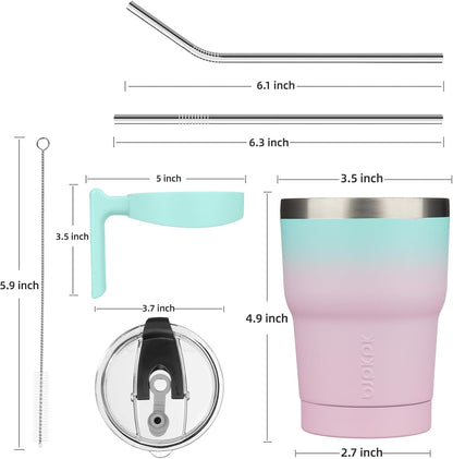 BJPKPK Tumbler With Handle And Straw Lid 40 oz Stainless Steel Insulated Coffee Tumbler Cups For Home, Office or Car,Turquoise