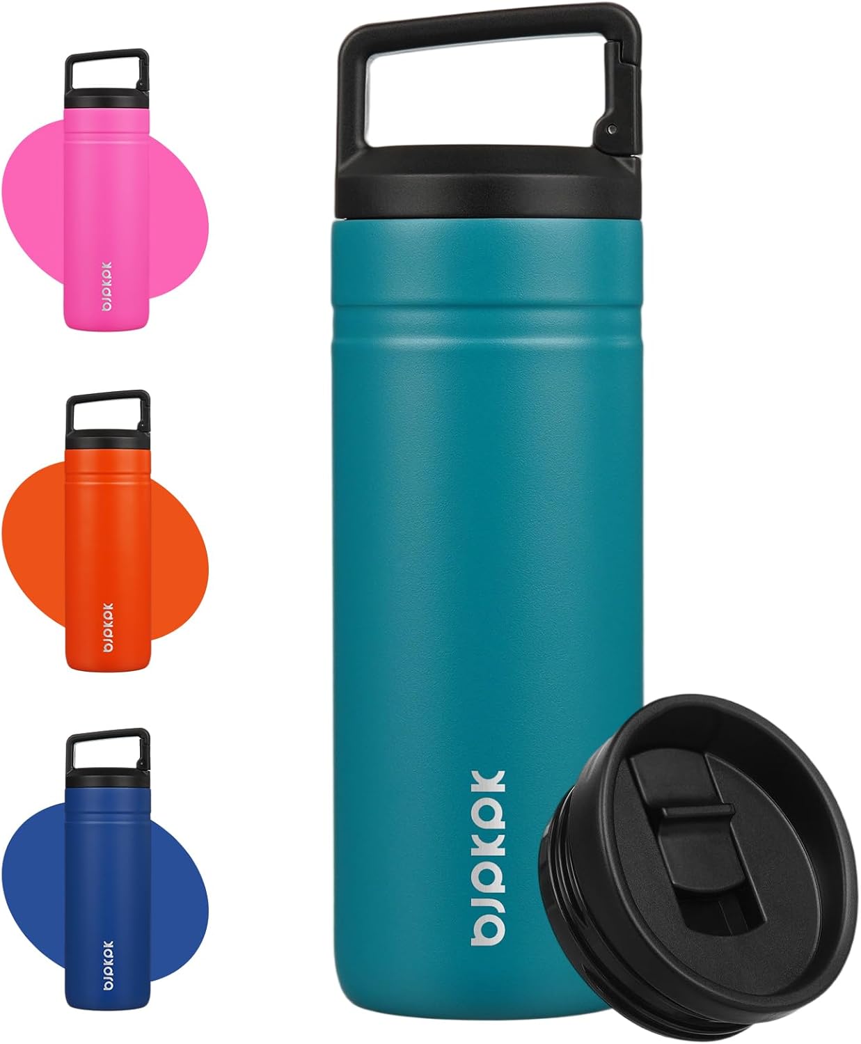 BJPKPK Insulated Water Bottle with 2 Lids,20 oz Double Wall Stainless Steel Vacuum Tumbler Travel Coffee Mug,Wide Mouth Thermal Cup,Haze Blue
