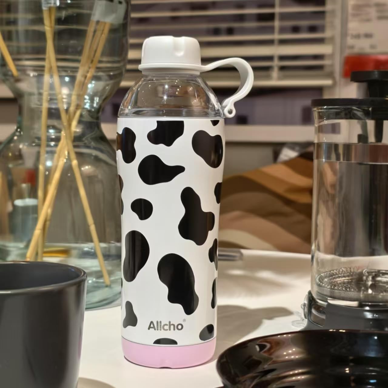Allcho Insulated Water Bottle for Women, 18oz Stainless Steel Leak Proof Tumbler with 2 Lids, BPA-Free Tritan Chug & Straw Lid, Double Wall Vacuum Flask