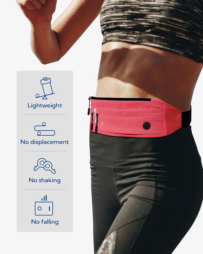 WATERFLY Running Belt Fanny Pack: Runner Marathon Jogging Waist Pack Sport Workout Exercise Fitness Phone Holder Belt for Men Women Jogger Slim Waist Bag Black