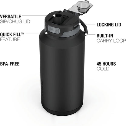 ZULU Powerfill Pro 32oz Stainless Steel Water Bottle with Quick Fill Lid, Triple Walled Vacuum Insulated Metal, Leak Proof Locking Lid, Sip and Chug, Reusable BPA Free, High Tide