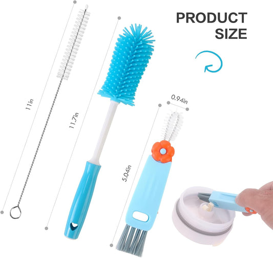 3 Pack Cleaner Brush Kit for Stanley, Bottle Cleaner Brush Set with Straw Brush Cleaner and Cup Lid Cleaning Brush for Stanley Cup, Tumbler Cups, Drinking Glass (Pink)