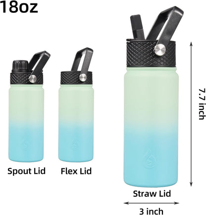 BJPKPK Insulated Water Bottles with Straw Lid, 40oz Stainless Steel Water Bottles with 3 Lids, BPA Free Leakproof Thermo, Tumblers, Cups for Sports, Gym- Midnight - Colors B
