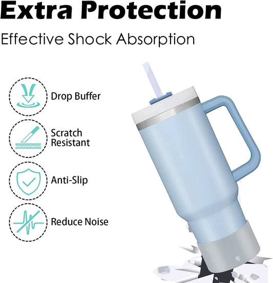 2Pcs Silicone Bumper Boot for Stanley Quencher Adventure 40oz Tumbler With Handle & Stanley IceFlow 20oz 30oz,Anti-Slip Bottom Sleeve(Black+White)