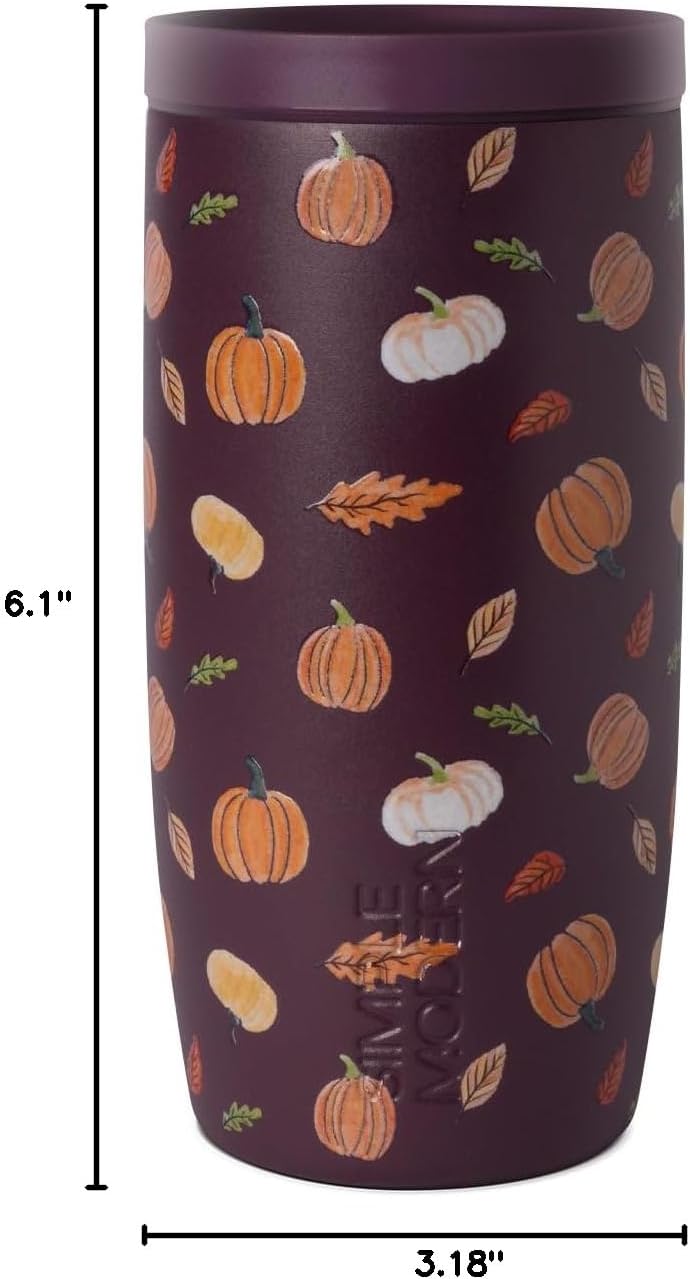 Simple Modern Halloween Signature Voyager | 16oz Travel Coffee Mug Tumbler with 360° Lid | Gifts for Women Men | Ceramic-Lined Insulated Stainless Steel Cold Brew Iced Coffee Cup | Spooky Mix