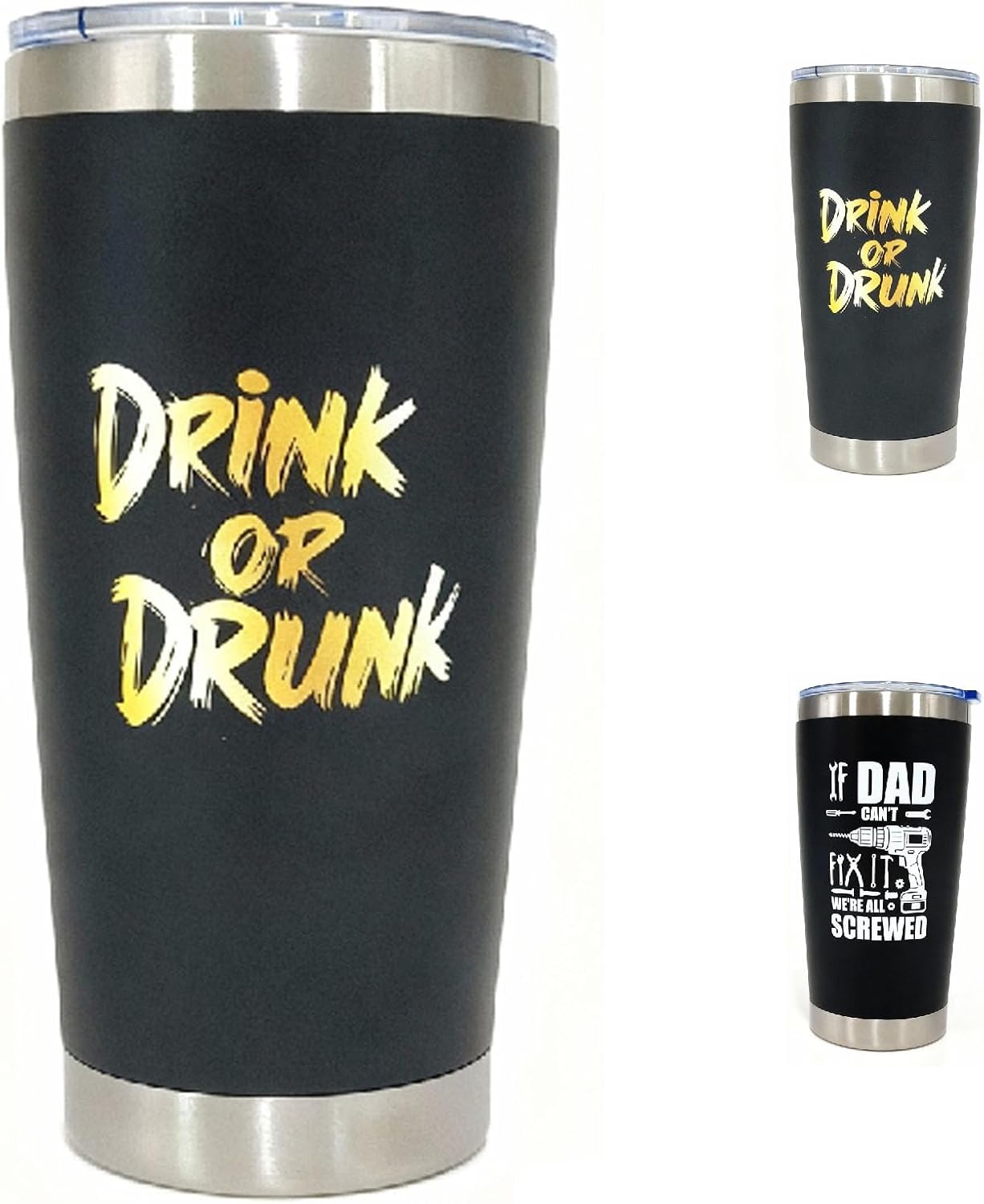 Fathers Day Gift for Dad Funny Coffee Tumbler Gifts for Father “ If Dad Can't Fix It We're All Screwed"20OZ Stainless Steel Tumbler with Magnetic Slider Lid Gifts for Men from Daughter, Son, Kids.