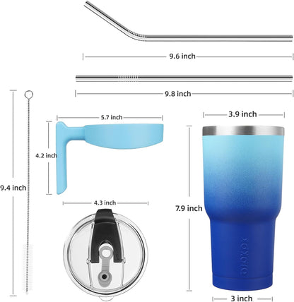BJPKPK Tumbler With Handle And Straw Lid 40 oz Stainless Steel Insulated Coffee Tumbler Cups For Home, Office or Car,Turquoise