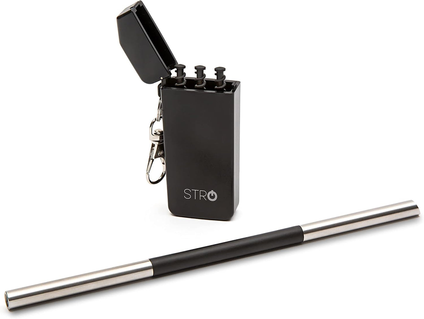 STRO Portable Reusable Metal Straw with Travel Case & Built-in Cleaning Brush, Stainless Steel Straws Drinking Straw for 20 and 30 oz Tumblers, Cans, Bottles, Cups