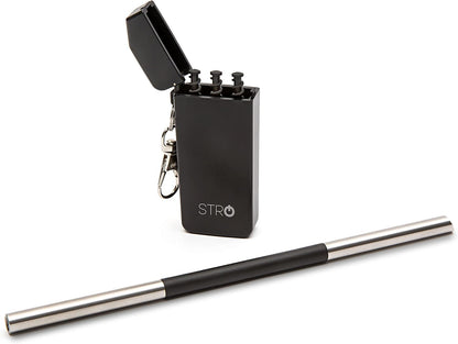 STRO Portable Reusable Metal Straw with Travel Case & Built-in Cleaning Brush, Stainless Steel Straws Drinking Straw for 20 and 30 oz Tumblers, Cans, Bottles, Cups