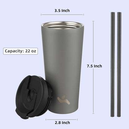 Konokyo 30 OZ Insulated Tumbler with Lid and 2 Straws Stainless Steel Water Bottle Vacuum Travel Mug Coffee Cup,Pastel Sunset