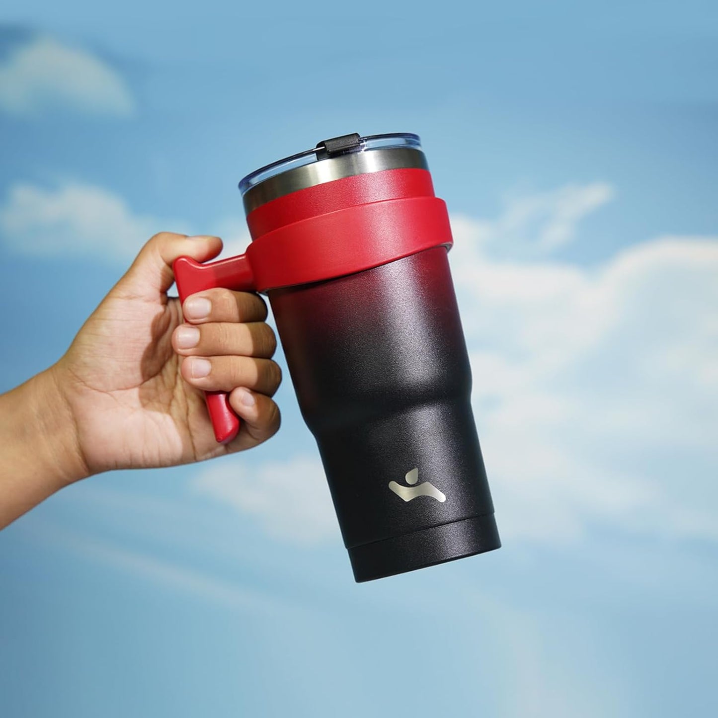 Konokyo 20 oz Tumbler with Handle and 2 Straw 2 Lid, Insulated Water Bottle Stainless Steel Vacuum Cup Reusable Travel Mug,Black