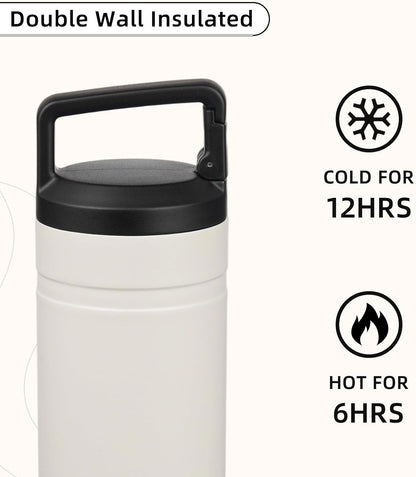 BJPKPK Insulated Water Bottle with 2 Lids,20 oz Double Wall Stainless Steel Vacuum Tumbler Travel Coffee Mug,Wide Mouth Thermal Cup,Haze Blue