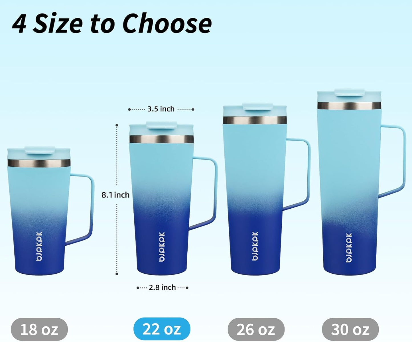 BJPKPK Insulated Tumbler with Handle, 18oz Insulated Tumblers with Lid and Straw, Stainless Steel Metal Water Bottles, Coffee Travel Mugs, Cups, Marshmallow