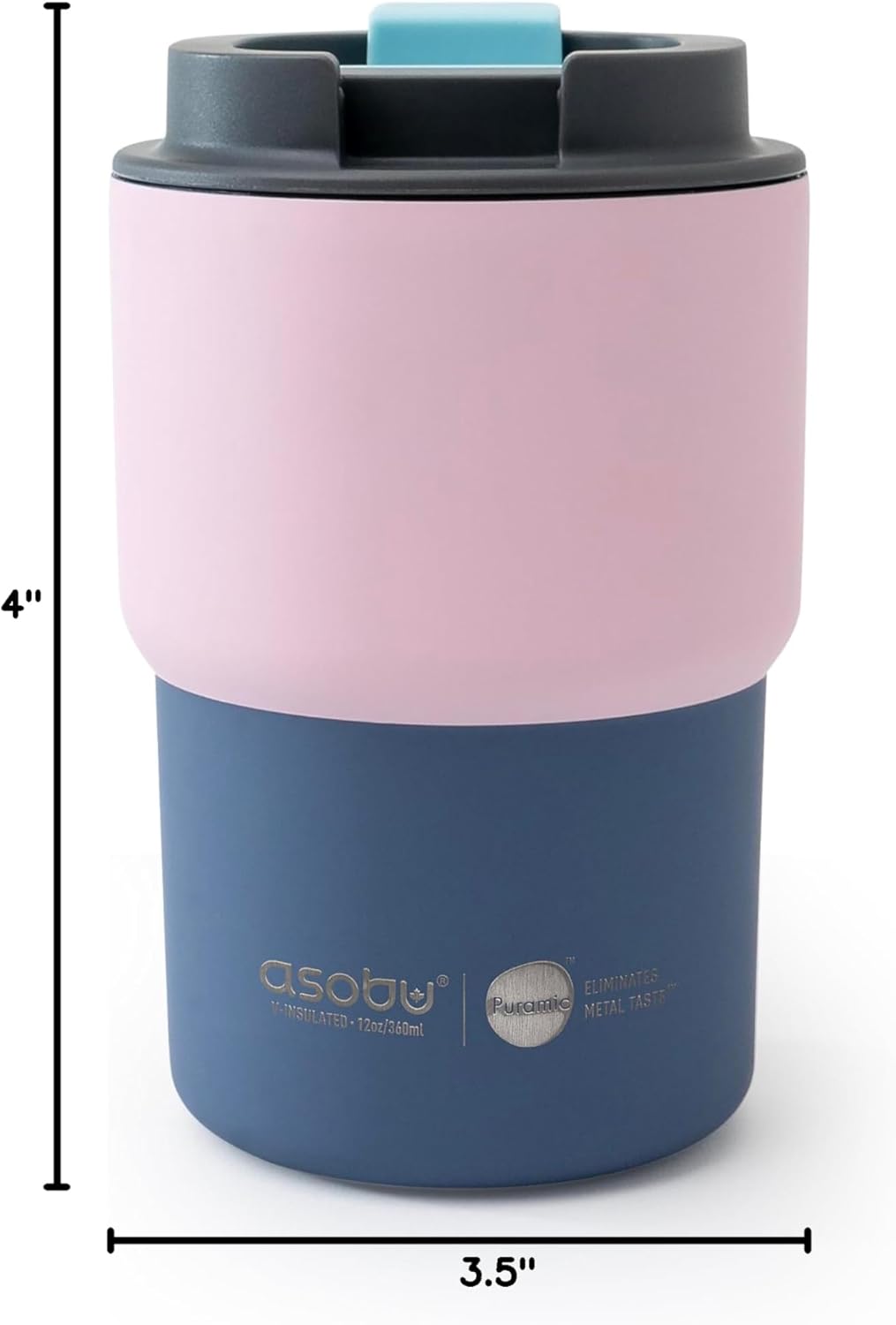 asobu Ultimate Ceramic Travel Mug, 12oz Insulated Stainless Steel Coffee Cup with Handle & Splash-Resistant Lid, Ceramic Lined for Pure Taste, BPA-Free, Double-Wall Vacuum for Hot Drinks