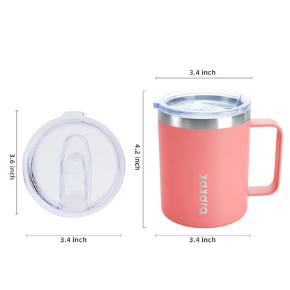 BJPKPK 2 pcs Insulated Coffee Mug, 14oz Insulated Tumbler with Lid, Stainless Steel Coffee Cups with Splash Proof Lid-White