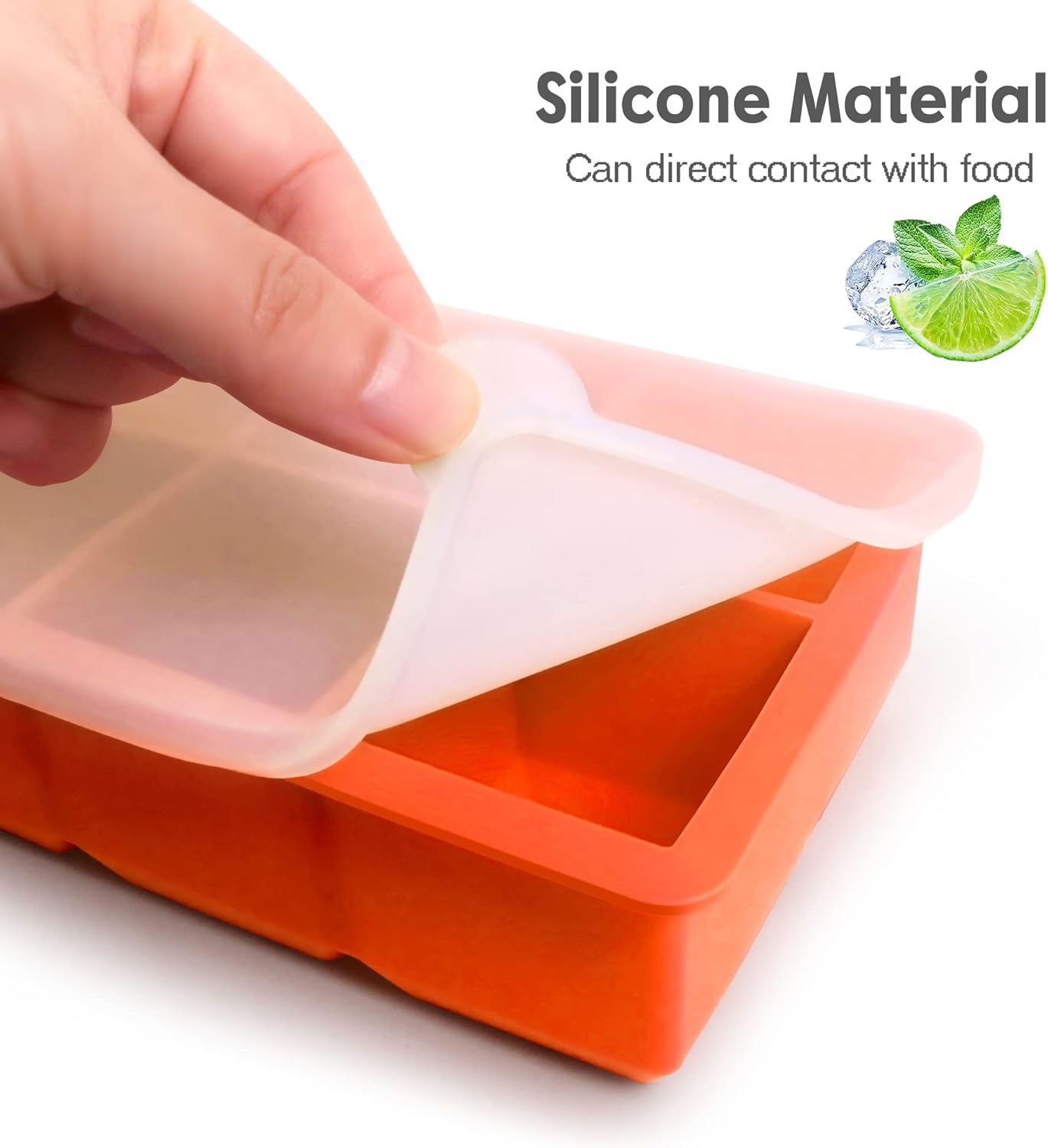 Excnorm Silicone Ice Cube Trays 3 Pack - Large Size Silicone Ice Cube Molds with Leak Proof Removable Lid Square Ice Cube Tray And BPA Free for Cocktail,Whiskey, Stackable Flexible Ice