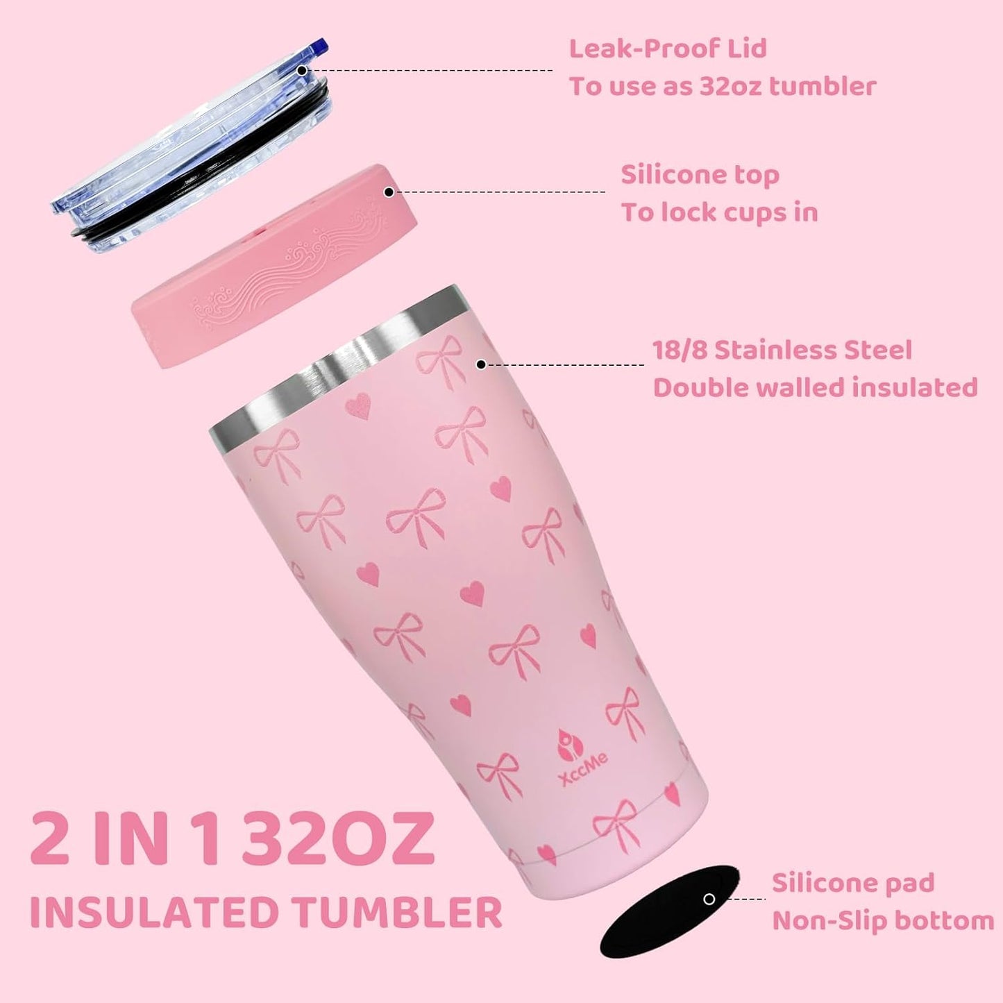Universal Iced Coffee Sleeve,32oz Double Wall Stainless Steel Insulator Fits 16-32oz Starbucks/Dunkin/McDonalds Cups,Reusable Iced Coffee Cup Holder,Leak-Proof Tumbler for Hot,Cold Drink