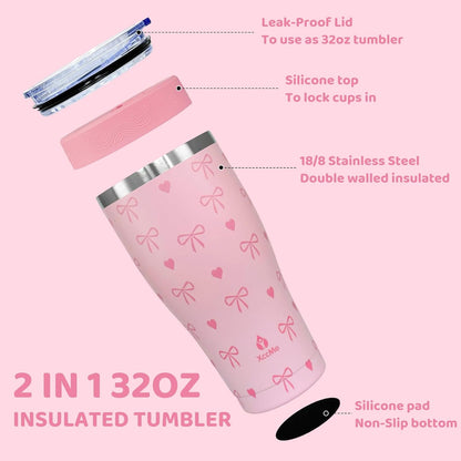 Universal Iced Coffee Sleeve,32oz Double Wall Stainless Steel Insulator Fits 16-32oz Starbucks/Dunkin/McDonalds Cups,Reusable Iced Coffee Cup Holder,Leak-Proof Tumbler for Hot,Cold Drink