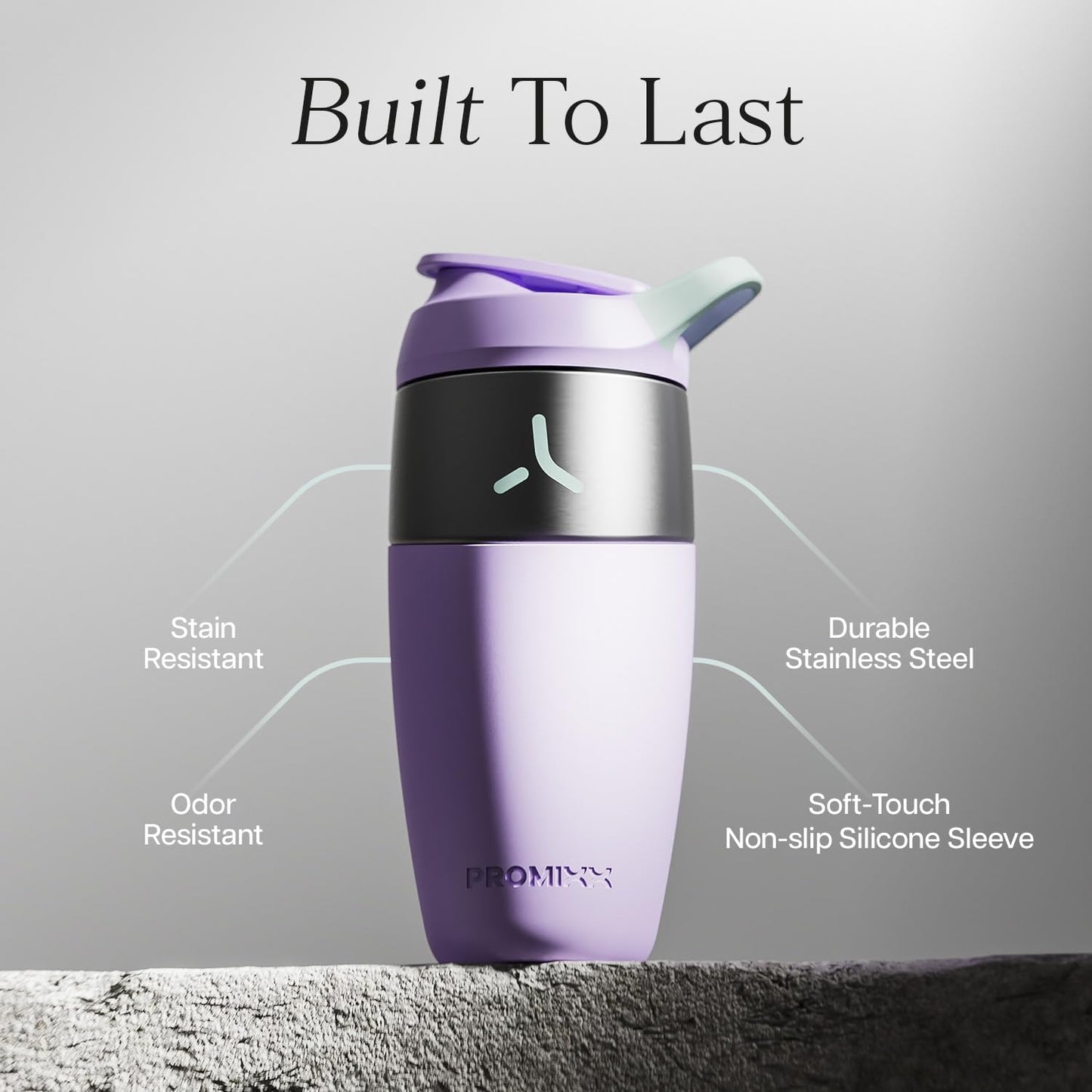 Promixx Pursuit Stainless Steel Shaker Bottle - 26oz Lightweight Metal Protein Mixer with Snap-Fit Agitator for Smooth Shakes - Leak-Proof Gym Shaker Cup for Fitness & Travel - Midnight Blue