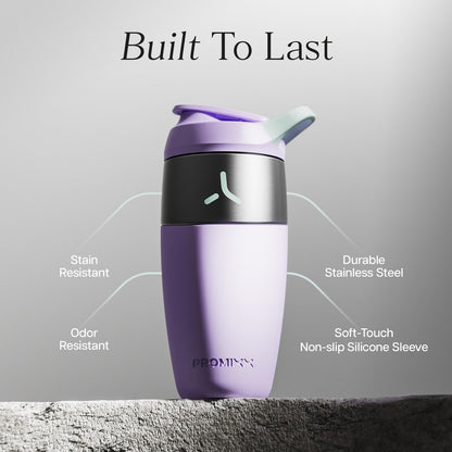 Promixx Pursuit Stainless Steel Shaker Bottle - 26oz Lightweight Metal Protein Mixer with Snap-Fit Agitator for Smooth Shakes - Leak-Proof Gym Shaker Cup for Fitness & Travel - Midnight Blue