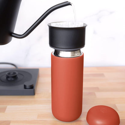 Fellow 16 oz Carter Move Travel Mug - Vacuum-Insulated Stainless Steel Travel Coffee Mug - Coffee Tumbler with Ceramic Interior and Splash Guard - Matte Black
