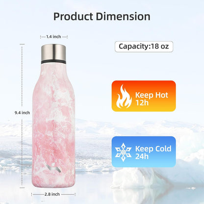 Konokyo Insulated Water Bottle with Strap,18 oz Double Wall Stainless Steel Vacuum Bottles Metal Water Flask,Macaron Green - Colors A