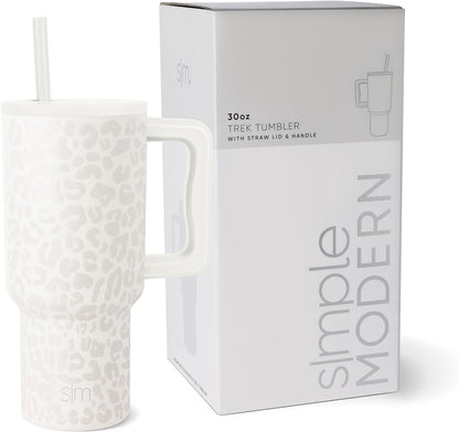 Simple Modern 40 oz Trek Tumbler with Handle and Straw Lid | Cup Holder Friendly Insulated Stainless Steel Travel Mug | Sea Glass Sage - Colors B