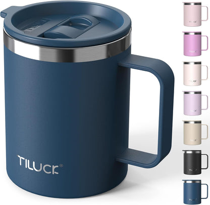 TILUCK 20 oz Insulated Tumbler with BPA-Free Lid, Stainless Steel Vacuum Travel Coffee Mug, Double Wall Coffee Tumbler（20oz，Matte DarkBlue）