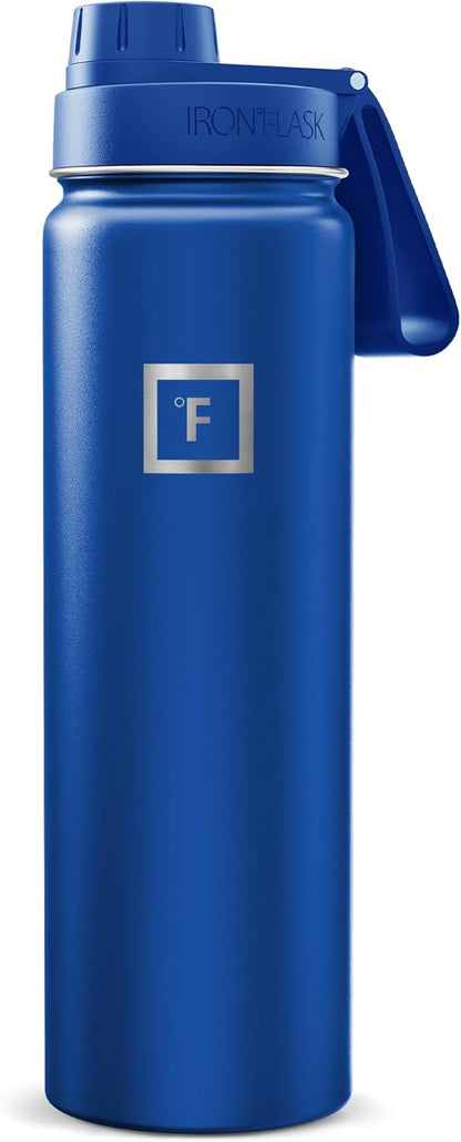 IRON °FLASK Camping & Hiking Hydration Flask with Straw, Wide Mouth Insulated Stainless Steel Sports Water Bottle - 22 oz Aurora