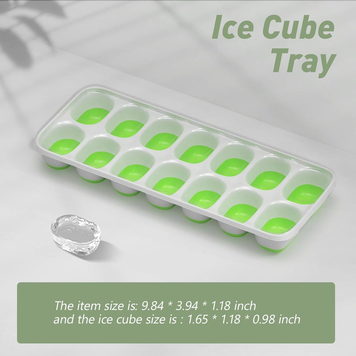 ChefAide 4‑Pack Ice Cube Trays with Lids, 56‑Cube Total Stackable Freezer Ice Trays, Durable Silicone & Plastic Easy‑Release Ice Molds for Cocktails, Coffee & Drinks