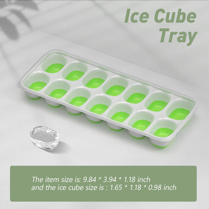 ChefAide 4‑Pack Ice Cube Trays with Lids, 56‑Cube Total Stackable Freezer Ice Trays, Durable Silicone & Plastic Easy‑Release Ice Molds for Cocktails, Coffee & Drinks