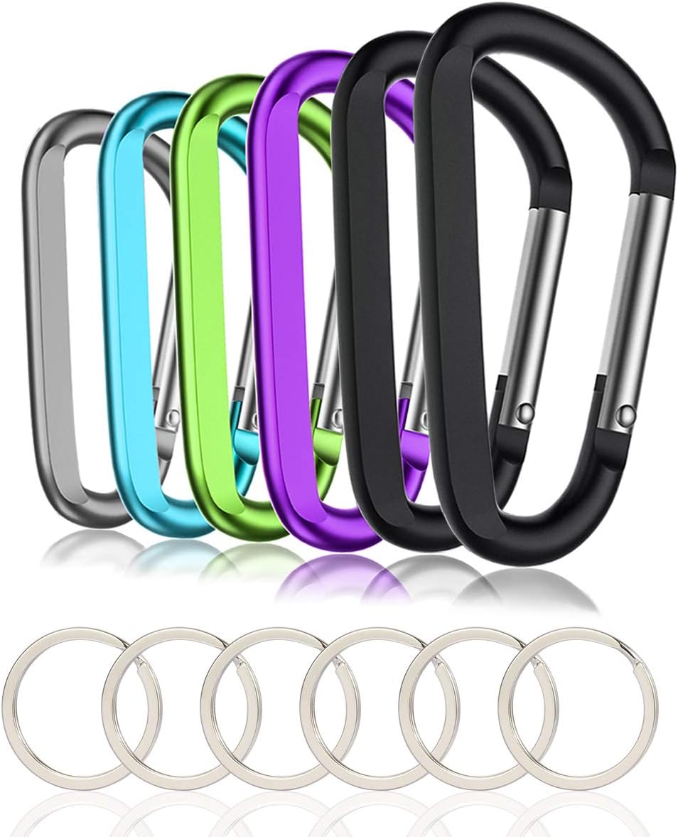 CampTek Carabiner Caribeaner Clip,3" Large Aluminum D Ring Shape Carabeaner with Keyring Keychain Hook