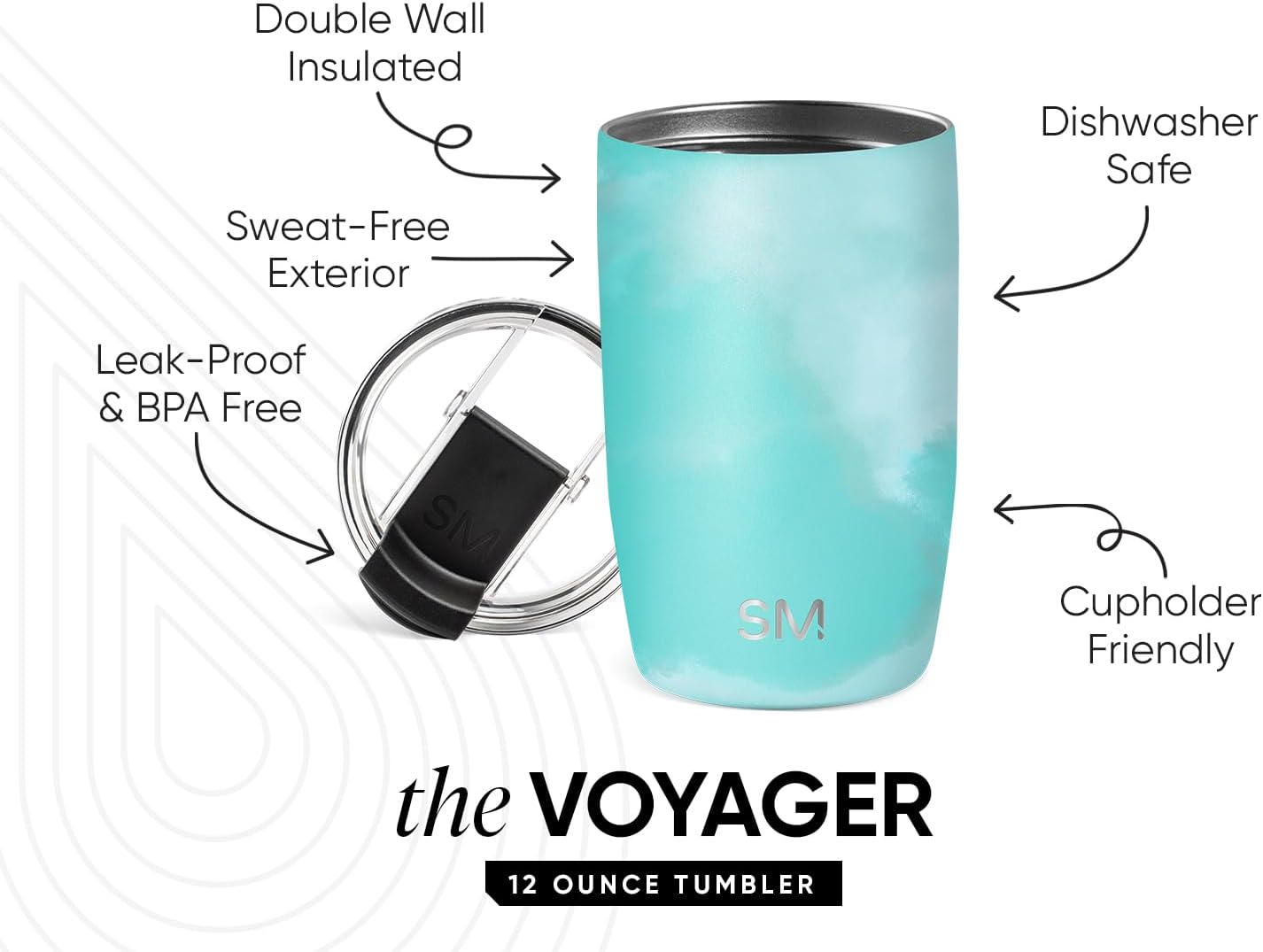 Simple Modern Voyager Tumbler with Flip Lid | Travel Coffee Mug | Insulated Stainless Steel Cold Brew Iced or Hot Coffee Cup | Gifts for Women Men Her Him | 16oz, Almond Birch