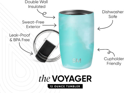 Simple Modern Voyager Tumbler with Flip Lid | Travel Coffee Mug | Insulated Stainless Steel Cold Brew Iced or Hot Coffee Cup | Gifts for Women Men Her Him | 16oz, Almond Birch