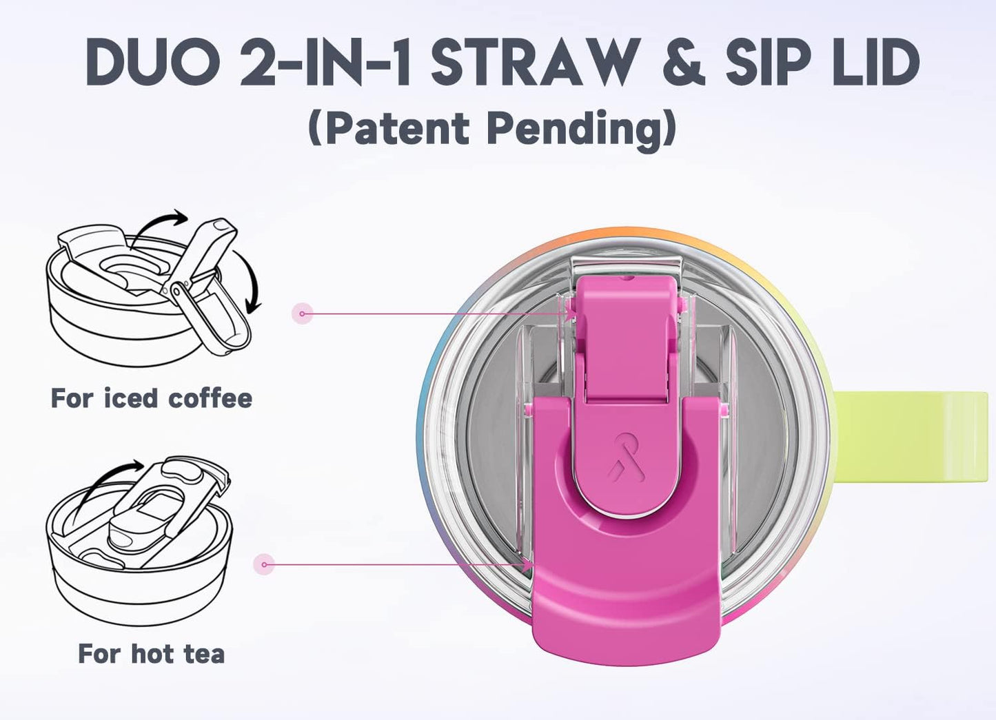 Meoky 32oz Tumbler with Handle, Stainless Steel Travel Mug with 2-in-1 Straw and Sip Lid, Vacuum Insulated Coffee Mug, 100% Leak Proof, Keeps Cold for 24 Hours or Hot for 8 Hours (Sky)