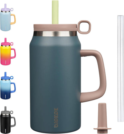 BJPKPK 50oz Insulated Tumbler with Handle Stainless Steel Travel Coffee Mug with Lid Reusable Large Water Bottle with Straw,Sky